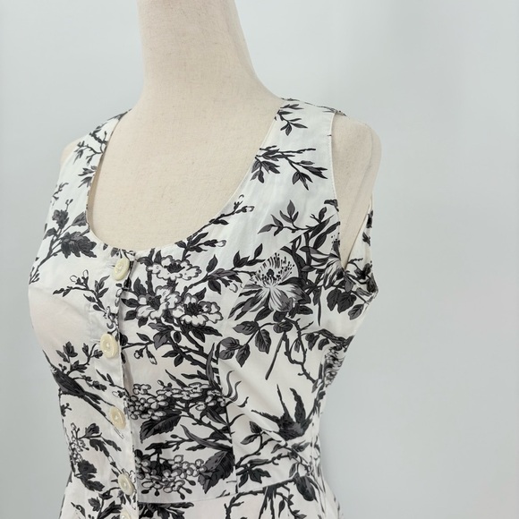 J. Peterman Floral Button Down Sleeveless Midi Shirt Dress Zero - Picture 6 of 12